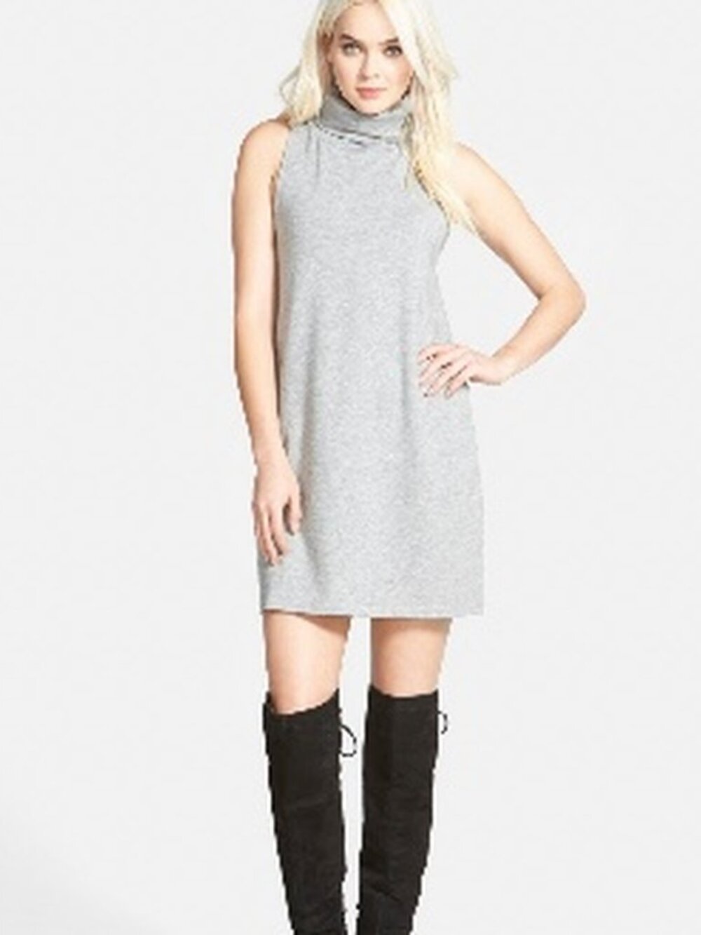 Leith A-Line Turtleneck Dress Grey Heather Sleeveless Women's Size M
